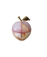 Vintage Pink Marbling Onyx Apple With Brass Stem Paperweight 5&quot; - €24,75 EUR
