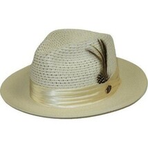 Men's Summer Spring Braid Straw style Hat by BRUNO CAPELO JULIAN JU923 Ivory image 5