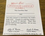 Vintage 1965 Novelty Week-End Marriage License Jokes Gags Pranks KG JD - $6.92