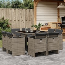  Patio Dining Set Set of 8 Gray PE rattan 8-seater Foldable - $19,213.78 MXN