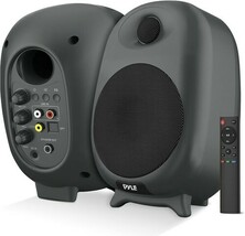 Pyle Hi-Fi BT Desktop Bookshelf Speakers w/ Remote Control &amp; Optical Cab... - $53.99