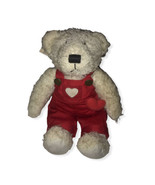 Hallmark White Valentines Day Plush Bear in Red Overalls - £10.16 GBP