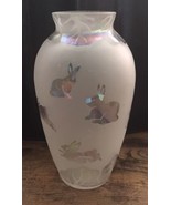 Arthur Court Designs Iridescent Bunnies Cameo Art Glass Vase Vtg (Easter... - $24.26
