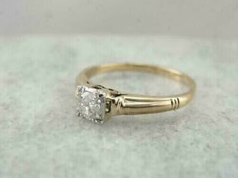 1.50 Ct Round Moissanite Women&#39;s Engagement Ring Yellow Gold Plated - £57.28 GBP