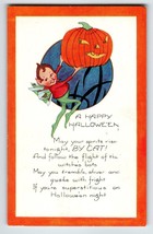 Halloween Postcard Fairy Pixie With JOL Pumpkin Whitney Embossed Fantasy... - £49.38 GBP