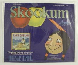 Vintage Paper Food Advertising Label SKOOKUM Apples Lake Chelan Wenatche... - $205.18 MXN