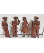 Primitive Wooden Folk Art Hanging Silhouettes MCM 9.5" Height Lot of 4 BxY - $44.67