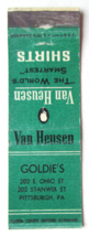 Goldie&#39;s - Pittsburgh, Pennsylvania Clothing Store Van Heusen Matchbook Cover PA - £1.37 GBP