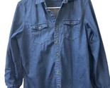 Calvin Klein Jeans Denim Shirt Womens Size S Button Up Chambray Dark Was... - $13.06