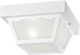  Traditional One Light Outdoor Flush Mount Fixture White Finish on Polypr - £51.90 GBP
