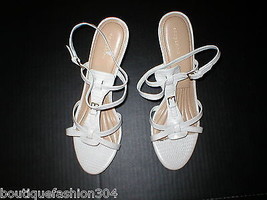 New Womens 9.5 Easy Spirit White Heels Sandals Strappy Slingback Leather Shoes  - £63.50 GBP