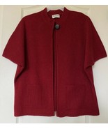 Norm Thompson Red Knitted Cardigan Short Cap Sleeve Size M- 1 Big Button... - £18.14 GBP