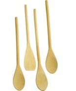 4 piece 100% WOOD SPOON Spatula SET s/m/L Cooking Stirrers Scraper Woode... - $18.62