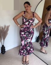 ZARA BNWT 2025. PINKS FLORAL PRINT GODET DRESS STRAPS CORSET. 0085/128/116 - $67.23