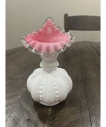 Fenton Peach Blow Silver Crest Beaded Melon Jack In The Pulpit (JIP) Vas... - $64.34