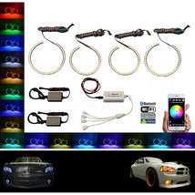 Multi-Color Led Rgb Headlight Halo Ring Bluetooth Set For 2005-10 Dodge Charger - $129.95