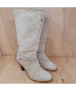 Chandra Womens Boots Size 5.5 Beige Faux Suede Mid Calf Heeled Casual Dress - $33.87