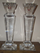 Vintage Set of 2 Towle Over 24% Lead Crystal Glass Candle Holders Sticks - £47.04 GBP