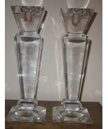 Vintage Set of 2 Towle Over 24% Lead Crystal Glass Candle Holders Sticks - £46.08 GBP