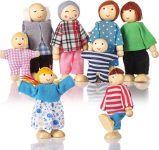 Wooden Doll House People of 8 Figures,Girls Toddler Kids Dollhouse Accessories - £16.20 GBP