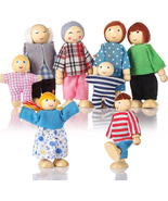 Wooden Doll House People of 8 Figures,Girls Toddler Kids Dollhouse Acces... - £15.95 GBP
