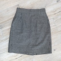 Betsy Vtg Emanuel Ungaro Wool Houndstooth Skirt 6 Checkered Blk Wht Nwt - £51.41 GBP
