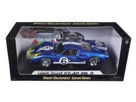 1966 Ford GT-40 MK 2 Blue #6 1/18 Diecast Car Model by Shelby Collectibles - £77.82 GBP