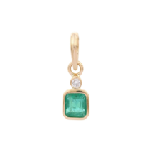 18K Gold Emerald Diamond Pendant - £268.53 GBP