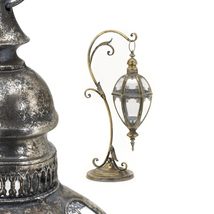 Victorian-Style Hanging Lantern with Ornate Iron Stand (Frosted Gold, 33.75&quot;T.) - £110.05 GBP+