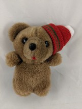 Brown Bear Plush 5 Inch Christmas Knit Stocking Cap Korea Stuffed Animal toy - £6.01 GBP