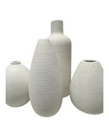 modern white minimalist pottery decor textured vase set of 4 - £46.60 GBP