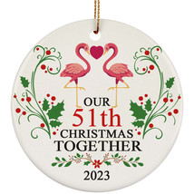 Funny Couple Flamingo Ornament Christmas Gift 51th Wedding 51 Years Anniversary - £11.05 GBP