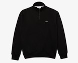 Lacoste Men&#39;s Solid Quarter-Zip Interlock Ribbed Sweatshirt - Black-Large/5 - $59.99
