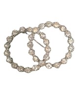 Double circle ring shaped brooch clear stones Silvertone Vintage - $25.00