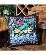 Embroidery Cushion Cover Pillow Case Vintage Flower Pattern P7 - £15.79 GBP