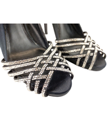 RALPH LAUREN Balina Black Satin Rhinestone Stiletto Platform Heels Shoes... - £15.24 GBP
