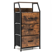Freestanding Cabinet Dresser with Wooden Top Shelves-M - Color: Rustic B... - $78.05