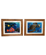 Set of 2 Disney Pixar Finding Nemo Brown Wood Framed Matted Wall Art 16&quot;... - $44.54