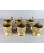 Lot of 6 Vintage Middle Eastern Handmade Brass Teacups E863 - $67.91 CAD