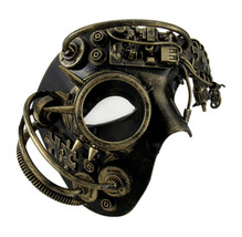 Zeckos Dan Droid Steampunk Cyborg Spiked One Eyed Metallic Mask - £12.56 GBP+