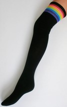 SPORTS ATHLETIC Cheerleader Cotton Over Knee Socks Tube Overknee 3 Strip... - £6.95 GBP