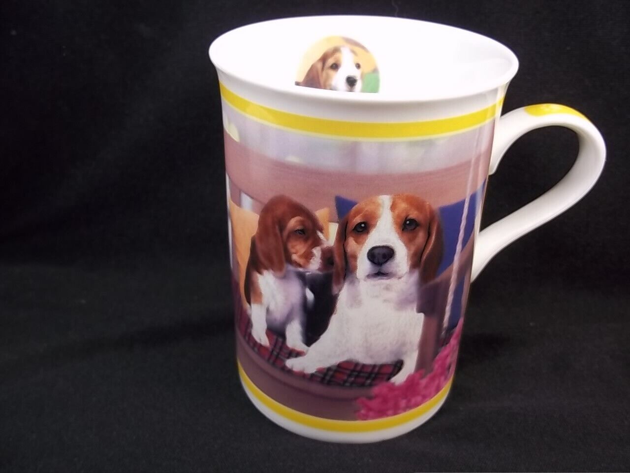 Primary image for Beautiful Beagles bone china mug On the Swing Danbury Mint 8 oz