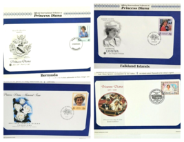 4 Princess Diana First Day Covers &amp; History Sheets Royal Visits #9 - £7.95 GBP
