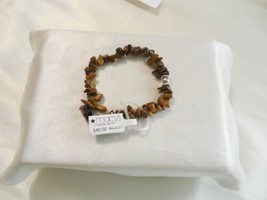 Department Store  7&quot; Tigers Eye Sterling Silver Bead Stretch Bracelet M438 - £13.80 GBP