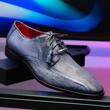 Lucca Stingray and Ostrich dress Derby's Tasseled Laces Shoes Navy image 8