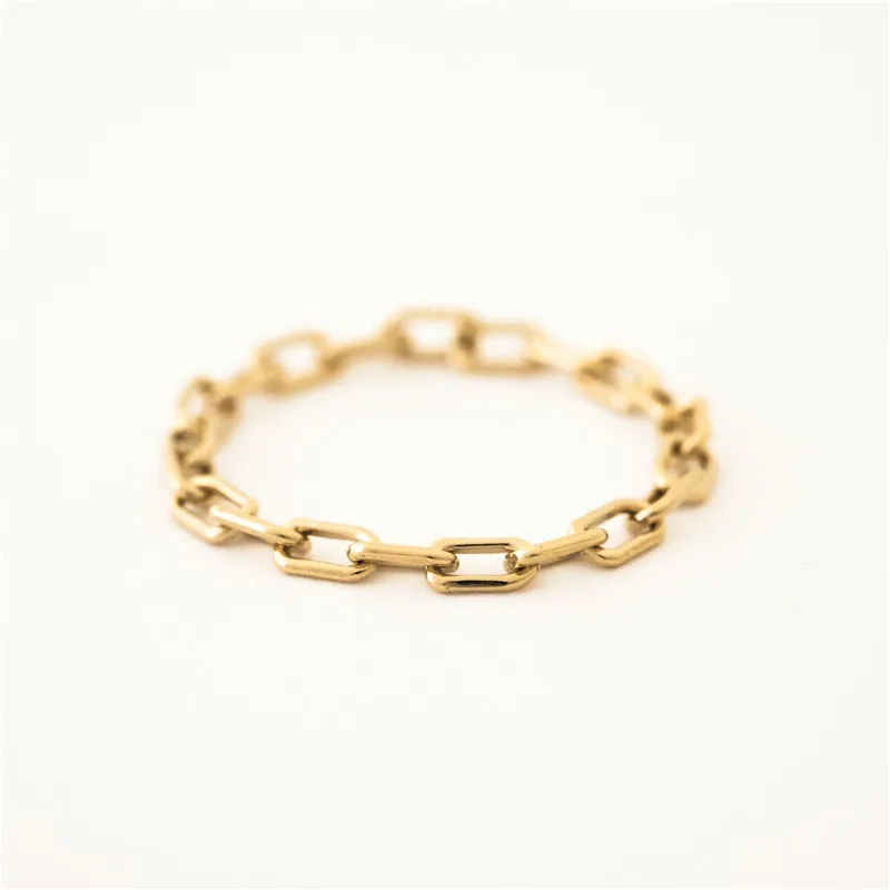 14K Gold Filled Paperclip Chain Ring Knuckle Ring Minimalism Gold Jewelry Anillo - £26.62 GBP