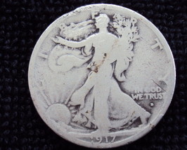 1917-D Obv Walking Liberty Half Dollar coin - 90% silver! - £12.38 GBP