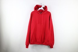 Vintage 90s Streetwear Mens Size XL Faded Blank Hoodie Sweatshirt Cherry Red - £47.13 GBP