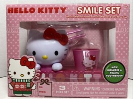 HELLO KITTY, Smile Set, Toothbrush, Cup &amp; Holder W/travel Toothbrush - £15.52 GBP