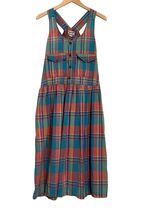 Plaid Sundress Medium Copyright Sleeveless Cotton Lightweight Pockets Su... - $24.75